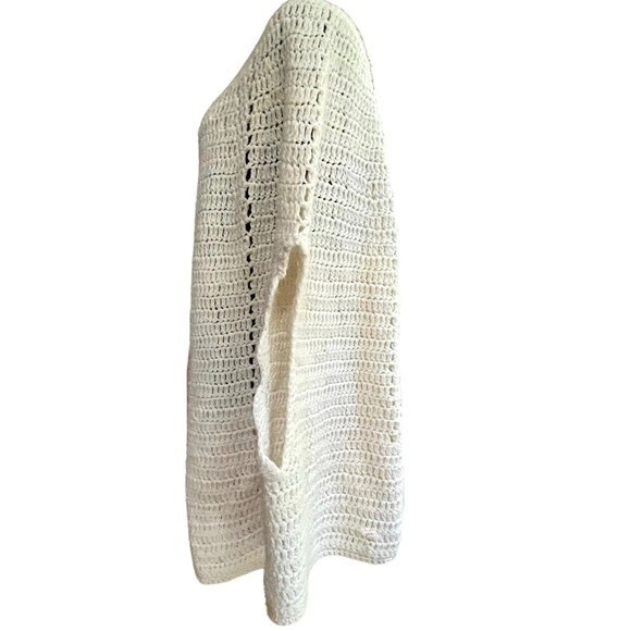 Vintage Knit Crochet Cape in Cream Women's Size Large Poncho Handmade - Picture 4 of 6